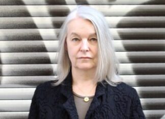 Marlene Streeruwitz in Schweden / Botschaft Stockholm Das Bild zeigt die österreichische Autorin Marlene Streeruwitz