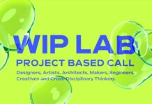 Artist-in Residence- Ausschreibung / Botschaft Nikosia Das Bild zeigt das Plakat der Ausschreibung. Es ist neongrün mit blauer Schrift.