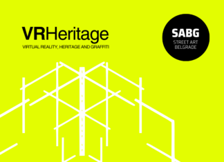 Virtual Reality, Heritage and Graffiti / Kulturforum Belgrad Das Bild zeigt ein neongelbes Poster mit den wichtigsten Informationen zur Konferenz.
