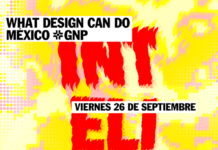 Honey & Bunny in Mexiko / Kulturforum Mexiko Der Hintergrund ist lebhaft mit Gelb-, Rosa- und Orangetönen gestaltet und wirkt pixelartig. Großflächig steht in roten, flammenartig gezackten Buchstaben das Wort „INTELIGENCIAS“ (Intelligenzen). Darüber und dazwischen sind weiße und schwarze Textfelder mit den wichtigsten Informationen zum Datum, Ort und Festivaltitel. Das Design wirkt dynamisch, energiegeladen und kreativ – passend zum Thema kollektive Intelligenz und die Kraft des Designs.