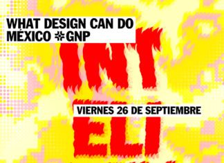 Honey & Bunny in Mexiko / Kulturforum Mexiko Der Hintergrund ist lebhaft mit Gelb-, Rosa- und Orangetönen gestaltet und wirkt pixelartig. Großflächig steht in roten, flammenartig gezackten Buchstaben das Wort „INTELIGENCIAS“ (Intelligenzen). Darüber und dazwischen sind weiße und schwarze Textfelder mit den wichtigsten Informationen zum Datum, Ort und Festivaltitel. Das Design wirkt dynamisch, energiegeladen und kreativ – passend zum Thema kollektive Intelligenz und die Kraft des Designs.