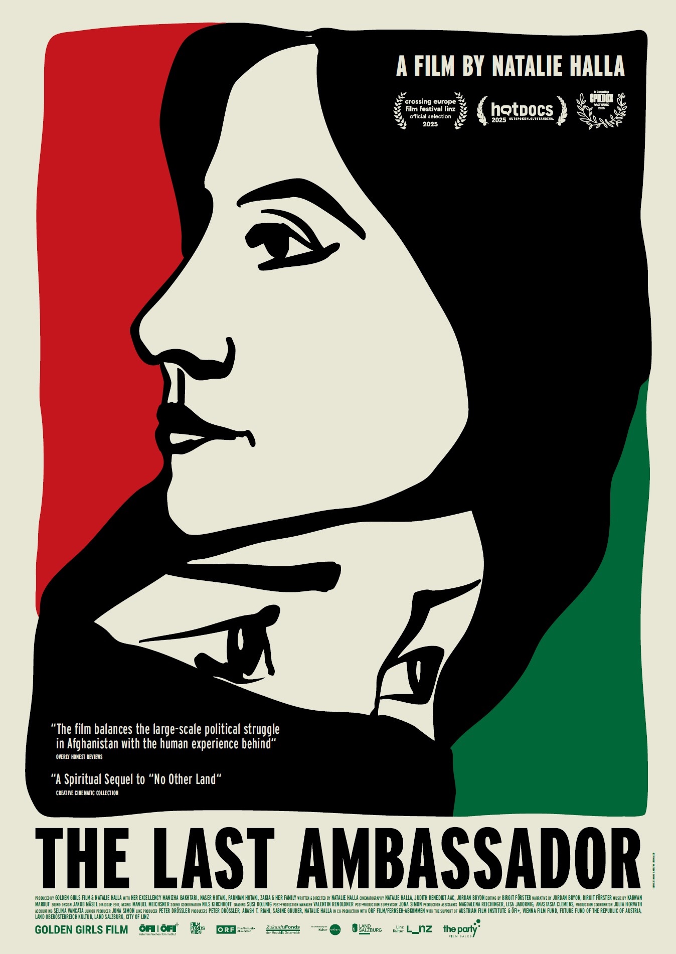 Die letzte Botschafterin / Kulturforum Washington Das Bild zeigt das Filmplakat. Darauf ist ein gezeichnetes Porträt von Manizha Bakhtari zu sehen.