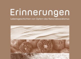 Flucht und Erinnerung / Kulturforum Tel Aviv Das Bild zeigt das Cover des Bandes „Erinnerungen“ in einem an die Wüste angelehnten Braunton und farblich abgestimmten Bildausschnitten, die mit Israel in Zusammenhang stehen.