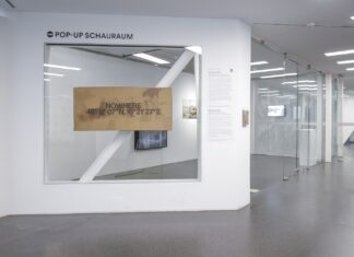 Ausstellung NOWHERE / Artists-in-Residence MQ Das Bild zeigt einen Blick in den Ausstellungsraum.