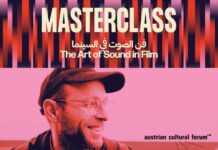 Panorama of the European Film Festival / Kulturforum Kairo Das Bild zeigt Werbeplakat für Meisterklasse mit Johannes Schmelzer-Ziringer.