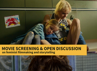 Feministischer Filmabend / Kulturforum Kairo Das Bild zeigt einen Filmausschnitt aus ‚Gina‘ sowie ein Portrait der Regisseurin Cordula Rieger.