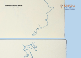 Echoes of the Nile / Kulturforum Kairo Das Bild zeigt eine künstlerische Landkarte von Assuan.