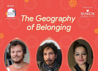 Literaturfestival / Kulturforum New Delhi Das Bild zeigt das Poster von der Lesung bei JLF 2026.