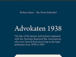 Buchpräsentation / Kulturforum Washington Das Bild zeigt den Buchumschlag von Advokaten 1938.