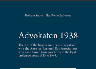 Buchpräsentation / Kulturforum Washington Das Bild zeigt den Buchumschlag von Advokaten 1938.