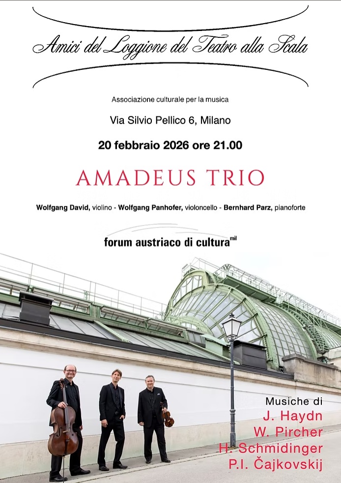 Das Plakat zeigt ein Foto des Amadeus Trio