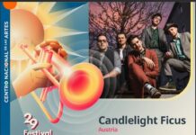 Candlelight Ficus / Kulturforum Mexiko Das Bild zeigt den Flyer des Eurojazz Festivals 2026. Rechts oben ist ein Bild der Band Candlelight Ficus zu erkennen. Die fünf Mitglieder stehen und sitzen vor einem Baum.