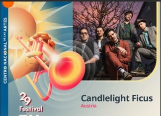 Candlelight Ficus / Kulturforum Mexiko Das Bild zeigt den Flyer des Eurojazz Festivals 2026. Rechts oben ist ein Bild der Band Candlelight Ficus zu erkennen. Die fünf Mitglieder stehen und sitzen vor einem Baum.