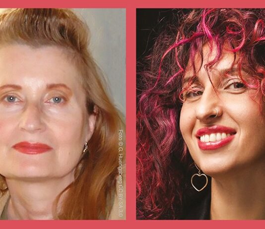 Elfriede Jelinek Jahr / Kulturforum Warschau Das Bild zeigt Elfriede Jelinek und Sylwia Chutnik