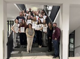 Ukraine Office Austria, Sektion V/ OeAD-Kooperationsbüro Lemberg Auf dem Foto sind Daniela Süssenbacher (FH Wien der WKW), Andrii Shestak (Ukrainisch-Katholische Universität Lwiw), Andreas Wenninger, Natalia Senchuk (Ukraine Office Austria), Teilnehmende der ISMJ