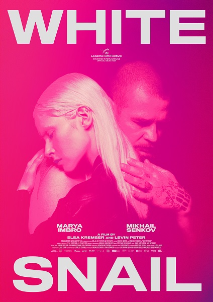 Das Bild zeigt ein pinkes Poster zum Film White Snail.