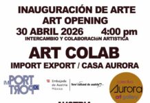 Projekt Import – Export MX /AT 2026 / Kulturforum Mexiko Das Bild zeigt den Ausstellungsflyer des Projekts Import-Export MX/AT 2026.