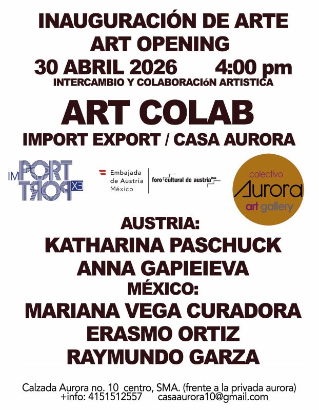 Das Bild zeigt den Ausstellungsflyer des Projekts Import-Export MX/AT 2026.