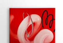 Linz & Paris. Zwei Galerien – ein kreatives Projekt / Kulturforum Paris Das Bild zeigt zwei Spiralen rosa und schwarz mit knallrotem Hintergrund