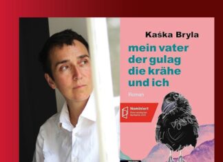 Lesung von Kaśka Bryla / Kulturforum Warschau Das Bild zeigt den Buchtitel des Romans sowie ein Portrait der Schriftstellerin.