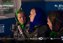 Mehrstimmigkeit in der ukrainischen Tradition – Ukraine Office Austria / OeAD Kooperationsbüro Lemberg Das Bild zeigt das Plakat zur Veranstaltung. Darauf sind drei alte Damen mit Kopftuch zu sehen.