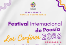 Franziska Füchsl in Honduras / Kulturforum Mexiko Das Bild zeigt den Flyer mit den Daten des 10. Internationales Poesiefestivals „Los Confines“