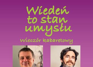 Kabarettabend / Kulturforum Warschau Das Bild zeigt das Plakat der Veranstaltung mit zwei Portraits der Künstler.