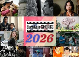 EuroAsia Shorts / Kulturforum Washington Das Bild zeigt das EuroAsia Shorts Logo umrahmt von einer Collage von Stills zahlreicher beim EuroAsia Shorts Festival gezeigten Kurzfilmen.