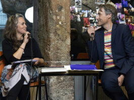 Literarischer Dialog / Kulturforum Ljubljana Das Bild zeigt die Autorin Natascha Gangl und den Autor Aleš Šteger