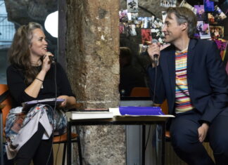 Literarischer Dialog / Kulturforum Ljubljana Das Bild zeigt die Autorin Natascha Gangl und den Autor Aleš Šteger