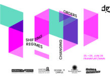 Design & Democracy / Kulturforum Berlin Das Bild zeigt das Veranstaltungssujet der zweitägigen Konferenz. Im Zentrum der Gestaltung befinden sich abstrakte geometrische Formen in den Farben Cyan, Pink und Violett. Zusammen mit den räumlich verzerrten, serifenlosen Headlines erzeugen sie einen architektonisch anmutenden, dreidimensionalen Eindruck. Den Bildrand säumen die Logos der beteiligten Institutionen.