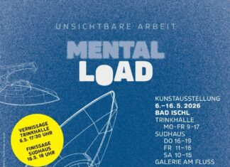 Mental Load / Kulturforum Mailand Das Bild zeigt das Ausstellungsplakat „Mental Load und unsichtbare Arbeit“ mit Informationen zu Ort und Datum.