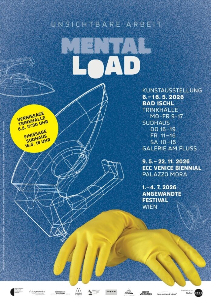Das Bild zeigt das Ausstellungsplakat „Mental Load und unsichtbare Arbeit“ mit Informationen zu Ort und Datum.