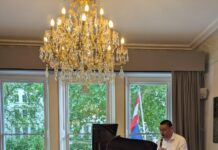 100th Birthdays / Kulturforum London Das Bild zeigt Klarinettist Andreas Schablas und Pianistin Janna Polyzoides.
