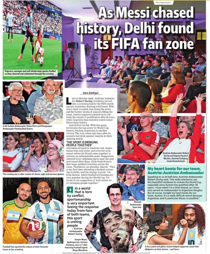 Zeitungsartikel mit der Berichterstattung über das Public Viewing in der Times of India.
