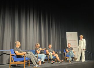 Second Wind / Ukraine Office Austria, Sektion V/OeAD-Kooperationsbüro Lemberg Gena Gazin (Produzent), Masha Kondakova (Regisseurin), Hauptdarsteller und Moderatorin Tessa Szyszkowitz.