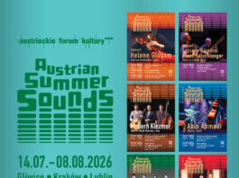 Austrian Summer Sounds / Kulturforum Warschau Grafische Gestaltung der Konzertreihe mit Logo, Veranstaltungsdaten und sechs Konzertplakaten.