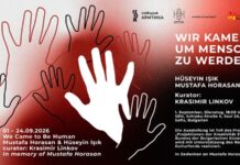 Wir kamen, um Mensch zu sein / Kulturforum Sofia Das Bild zeigt das Ausstellungsplakat mit den wichtigsten Informationen.