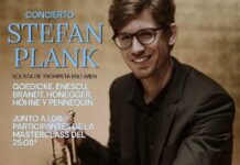 Trompeter Stefan Plank / Botschaft Buenos Aires Das Bild zeigt Stefan Plank im Hintergrund und die Daten des Konzerts.