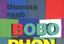 Lesung: Thomas Raab / Kulturforum Istanbul Das Bild zeigt das Cover von „BOBOPHON“ (Ritter Verlag). Es setzt sich aus bunten, rechteckigen Farbflächen im Stil einer Papiercollage zusammen, auf denen Buchtitel und Autorenname in kräftigen Druckbuchstaben stehen.