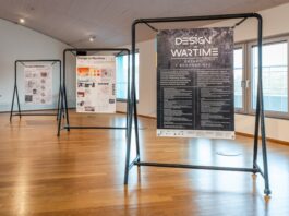 Design in Wartime / Ukraine Office Austria, Kooperationsbüro Lemberg Das Bild zeigt Plakate der Ausstellung „Design in Wartime“.