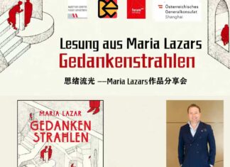 Lesung: Maria Lazar / Generalkonsulat Shanghai Das Bild zeigt das Plakat zur Lesung aus Maria Lazars „Gedankenstrahlen“.