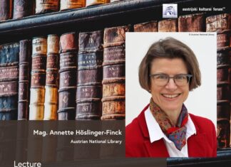 Vortrag: Nationalbibliotheken / Kulturforum Sarajewo Das Bild zeigt das Veranstaltungsplakat.